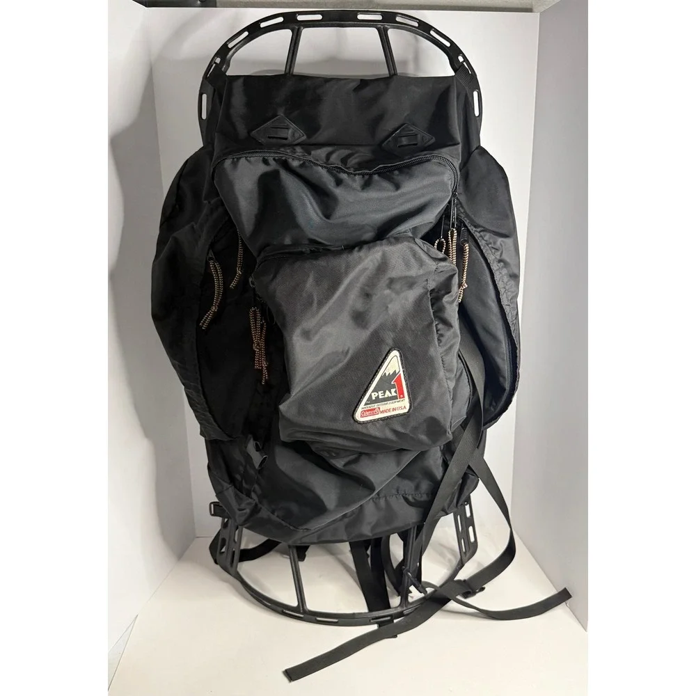 Vintage Coleman Peak 1 External Frame Backpack Black Hiking Camping Made in USA